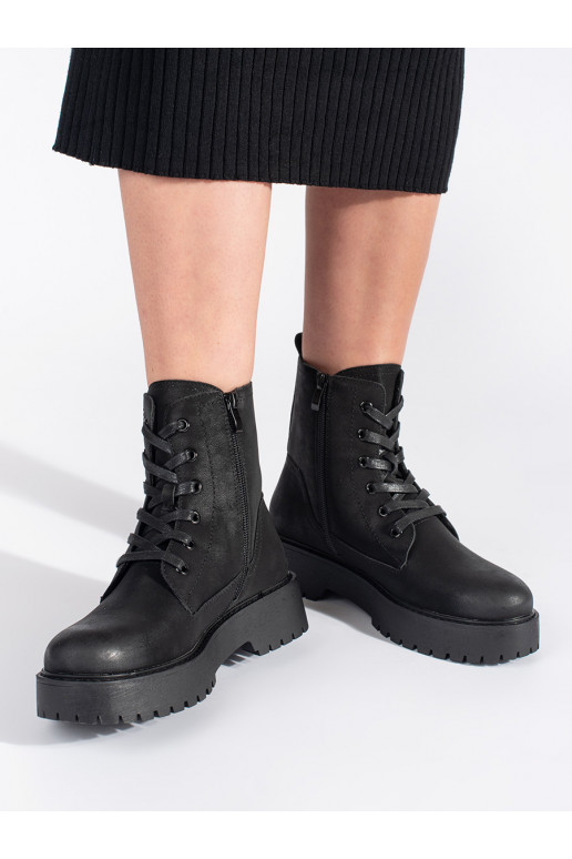 Melns  sieviešu apavi  ar platformu Sergio Leone