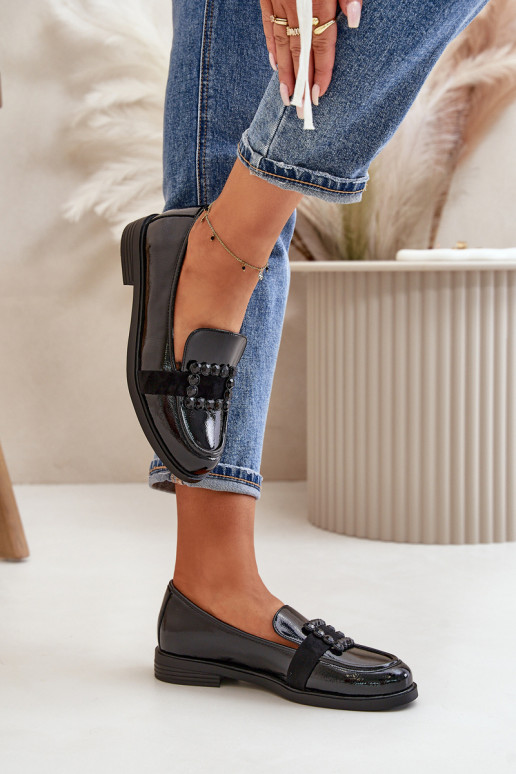 Lakoti mokasīni  ar ornamentiem Melns Vinceza 58389 Lakoti mokasīni  ar ornamentiem Melns Vinceza 58389