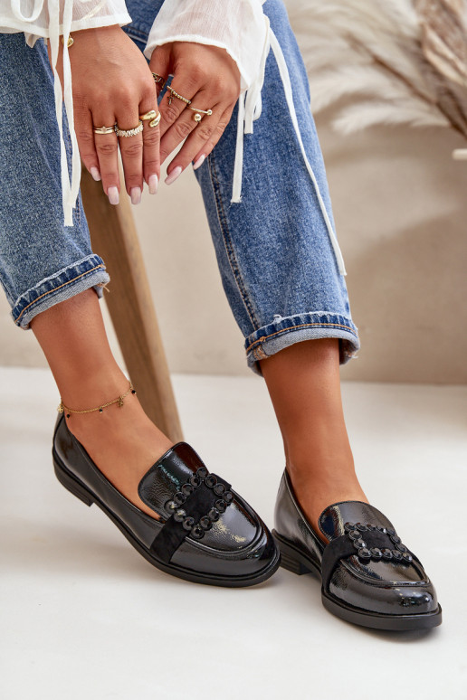 Lakoti mokasīni  ar ornamentiem Melns Vinceza 58389 Lakoti mokasīni  ar ornamentiem Melns Vinceza 58389