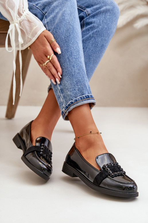 Lakoti mokasīni  ar ornamentiem Melns Vinceza 58389 Lakoti mokasīni  ar ornamentiem Melns Vinceza 58389