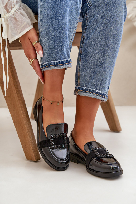 Lakoti mokasīni  ar ornamentiem Melns Vinceza 58389 Lakoti mokasīni  ar ornamentiem Melns Vinceza 58389