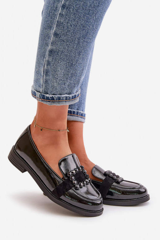 Lakoti mokasīni  ar ornamentiem Melns Vinceza 58389 Lakoti mokasīni  ar ornamentiem Melns Vinceza 58389