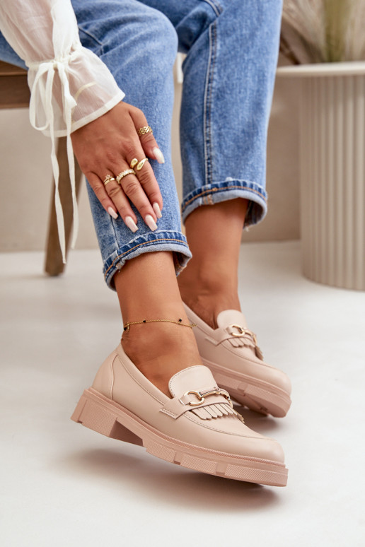 sieviešu mokasīni ar ornamentiem Eko   smilšu krāsas Tialorae