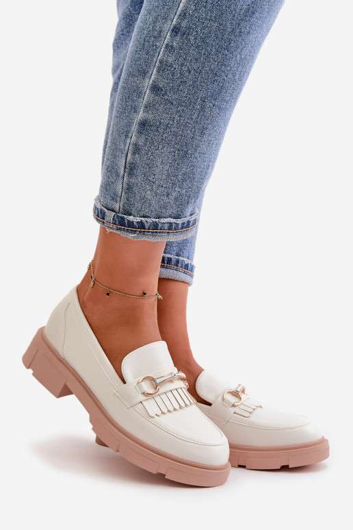 sieviešu mokasīni ar ornamentiem Eko   baltas krāsas Tialorae