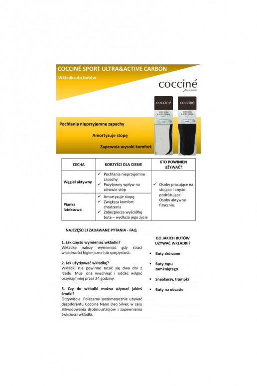Coccine Ieliktņi ar aktivēto ogli Sport Ultra With Active Carbon