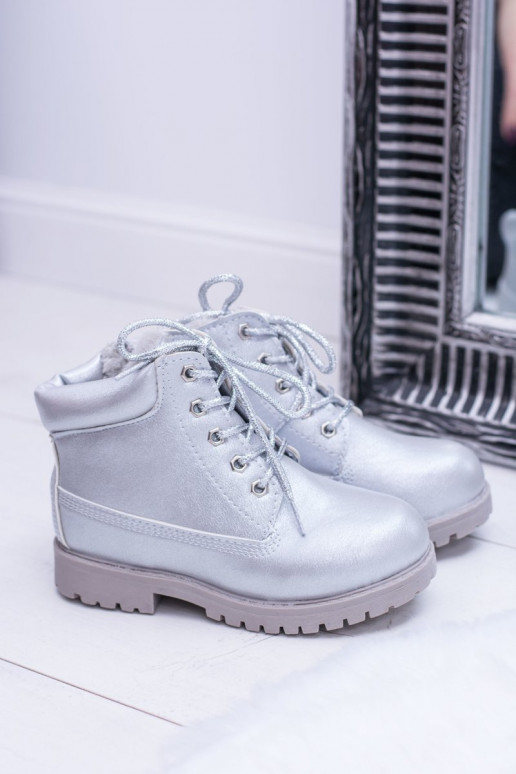 Bērnu apavi siltināti Sudraba krāsas apavi Sieviešu puszābaki Dexter