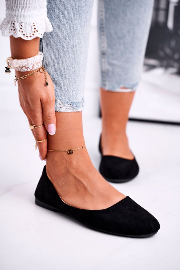 Balerīnas zamšādas melnas krāsas Lasota