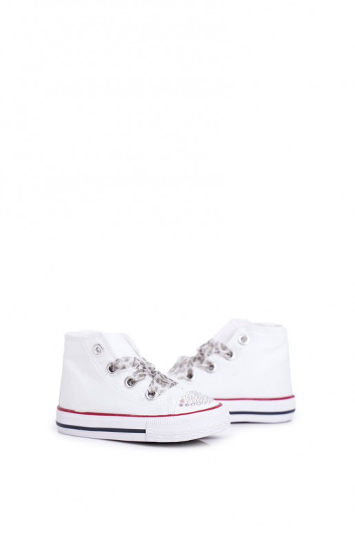 Bērnu brīvā laika apavi ar mirdzošiem spīdumiņiem baltas krāsas Smile