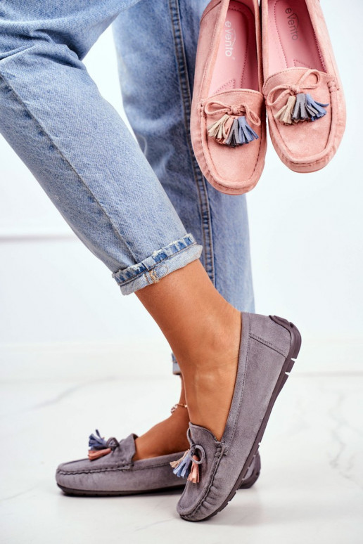 Sieviešu mokasīni zamšādas pelēkas krāsas Donna Mia