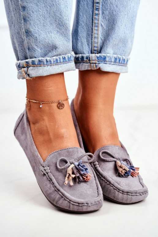 Sieviešu mokasīni zamšādas pelēkas krāsas Donna Mia