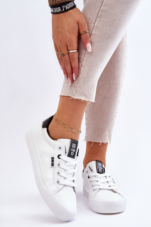 Stilīgi sporta apavi no dabīgas ādas Big Star EE274312 Baltas-melnas krāsas