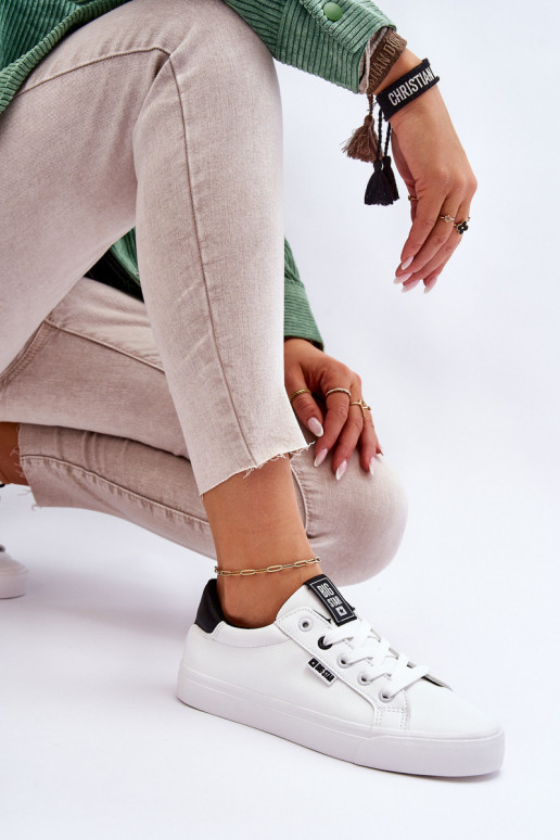 Stilīgi sporta apavi no dabīgas ādas Big Star EE274312 Baltas-melnas krāsas