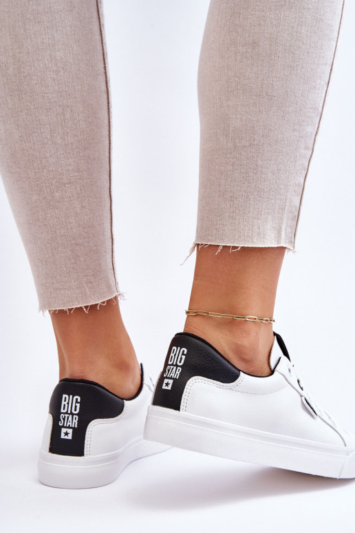 Stilīgi sporta apavi no dabīgas ādas Big Star EE274312 Baltas-melnas krāsas
