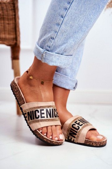 Čības ar mirdzošiem spīdumiņiem smilšu krāsas Be Nice