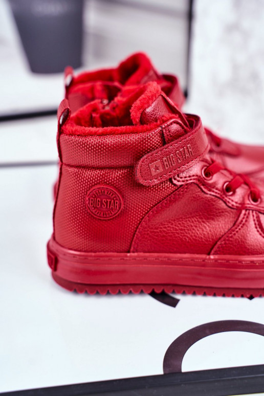 Bērnu apavi siltināti Sportiska stila apavi Big Star GG374042 sarkanas krāsas