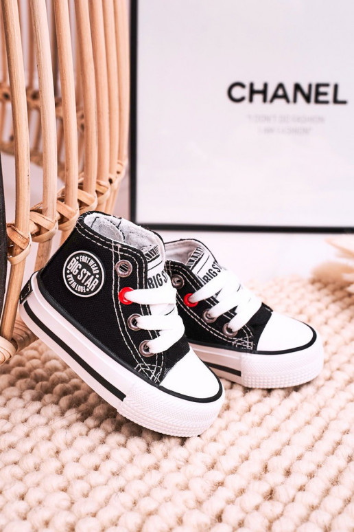 Bērnu apavi tõmblukuga ar rāvējslēdzējiem BIG STAR HH374188 melnas krāsas