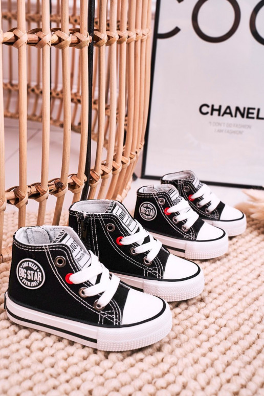 Bērnu apavi tõmblukuga ar rāvējslēdzējiem BIG STAR HH374188 melnas krāsas