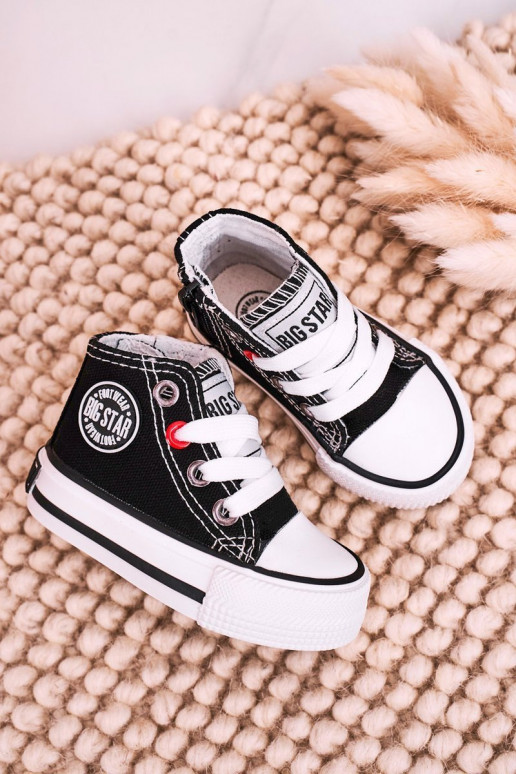 Bērnu apavi tõmblukuga ar rāvējslēdzējiem BIG STAR HH374188 melnas krāsas