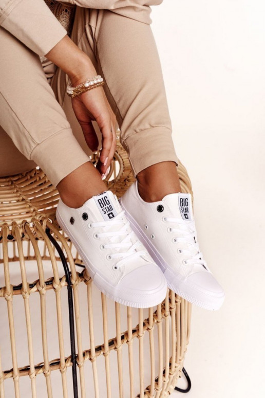 Klasiska modeļa sporta apavi ar līdzenu zoli BIG STAR AA274010 baltas krāsas