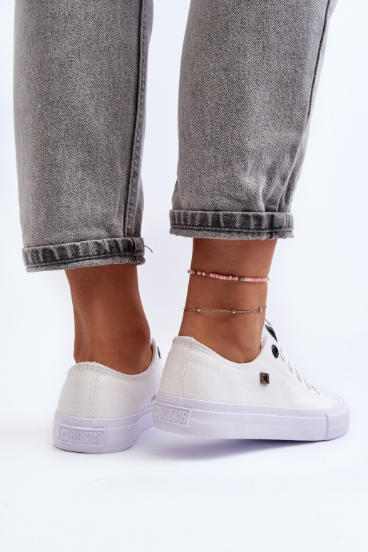 Klasiska modeļa sporta apavi ar līdzenu zoli BIG STAR AA274010 baltas krāsas