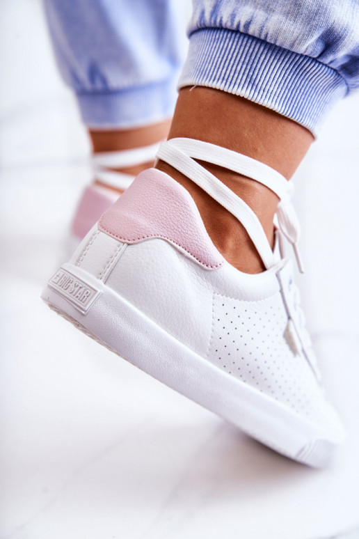 Stilīgi sporta apavi no dabīgas ādas BIG STAR HH274073 Baltas-Rozā krāsas