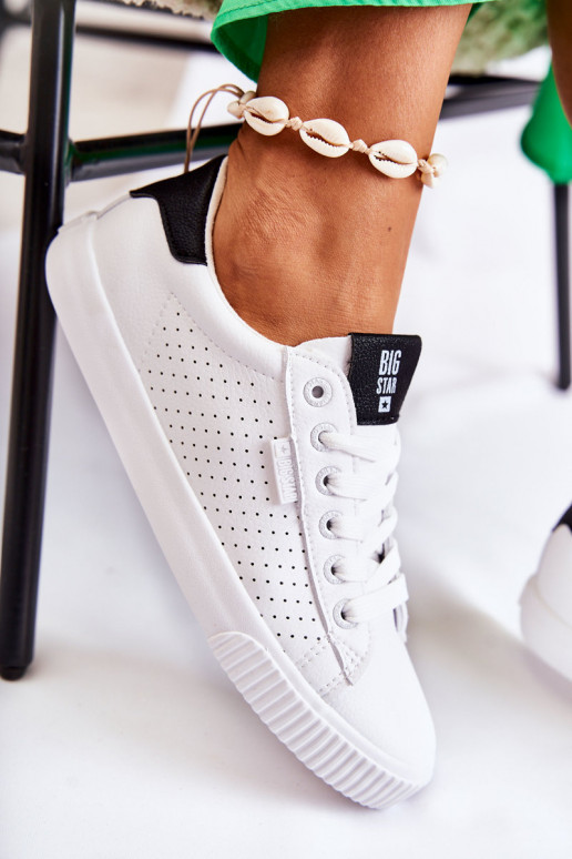 Stilīgi sporta apavi no dabīgas ādas BIG STAR HH274071 Baltas-melnas krāsas