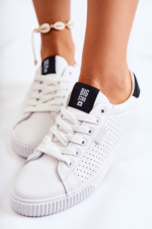 Stilīgi sporta apavi no dabīgas ādas BIG STAR HH274071 Baltas-melnas krāsas