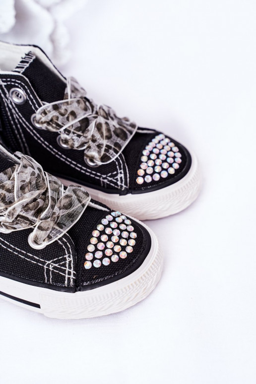 Bērnu brīvā laika apavi ar mirdzošiem spīdumiņiem melnas krāsas Smile