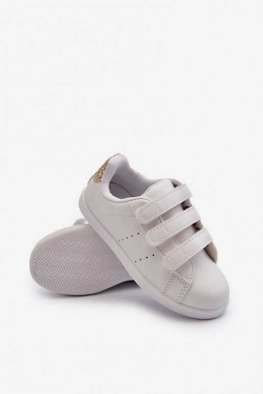 Bērnu apavi Sporta apavi ar lipīgām aizdarēm Baltas-Zelta krāsas Cute Girl