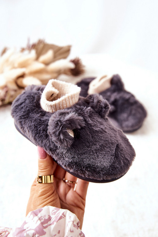 čības siltināti ar elastīgu aizdari pelēkas krāsas Dessi čības siltināti ar elastīgu aizdari pelēkas krāsas Dessi