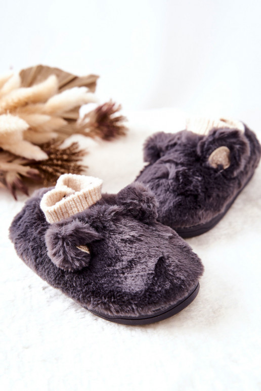 čības siltināti ar elastīgu aizdari pelēkas krāsas Dessi čības siltināti ar elastīgu aizdari pelēkas krāsas Dessi