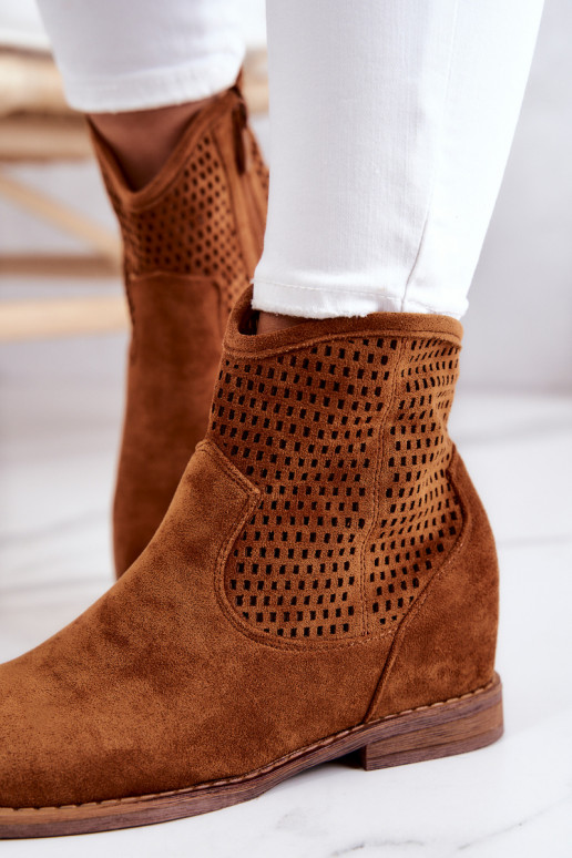 zamšādas Sieviešu puszābaki brūnas krāsas Solene