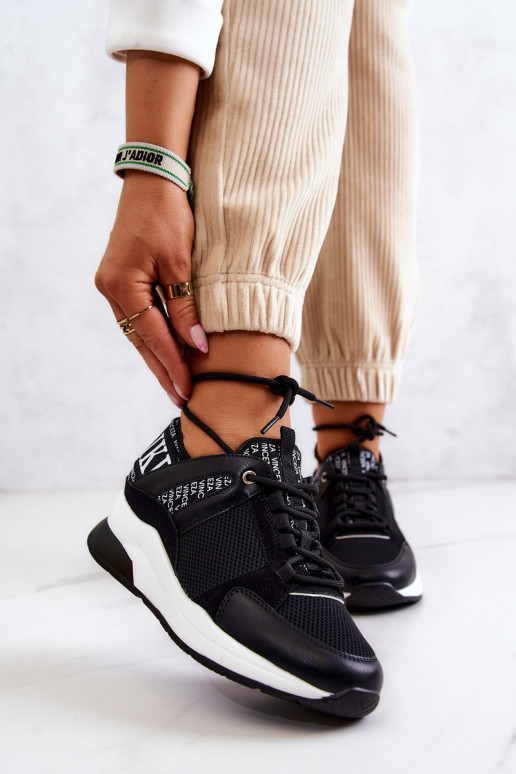 Sportiska stila apavi Sneakers modeļa apavi ar platformu melnas krāsas Lorey Sportiska stila apavi Sneakers modeļa apavi ar platformu melnas krāsas Lorey