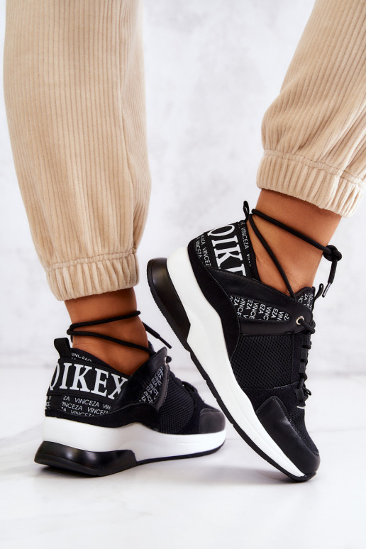 Sportiska stila apavi Sneakers modeļa apavi ar platformu melnas krāsas Lorey Sportiska stila apavi Sneakers modeļa apavi ar platformu melnas krāsas Lorey