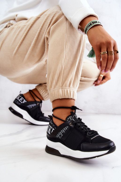 Sportiska stila apavi Sneakers modeļa apavi ar platformu melnas krāsas Lorey Sportiska stila apavi Sneakers modeļa apavi ar platformu melnas krāsas Lorey