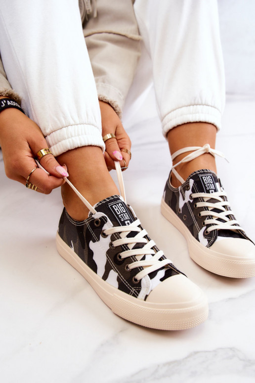 Auduma brīvā laika apavi ar kamuflāžu BIG STAR JJ274237 Baltas-Pelēkas krāsas