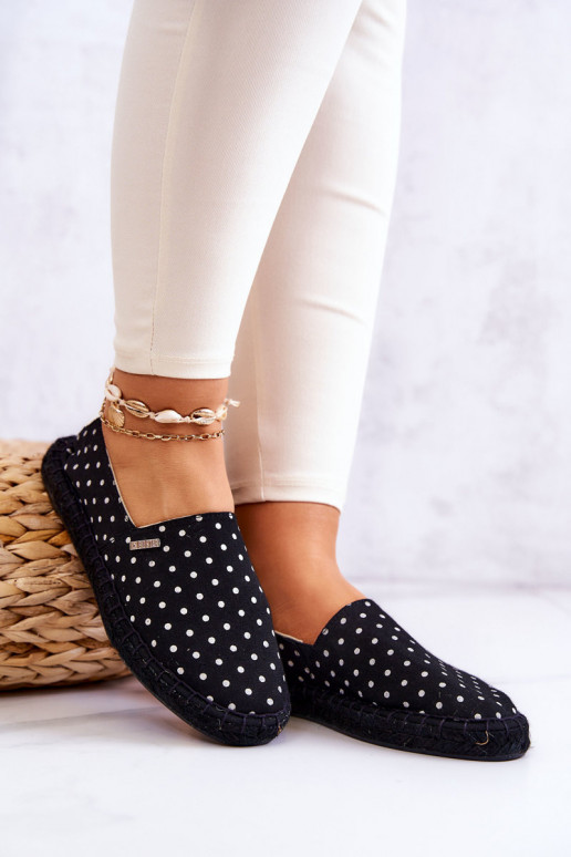 espadrilles ar punktiņiem Big Star JJ274867 melnas krāsas espadrilles ar punktiņiem Big Star JJ274867 melnas krāsas
