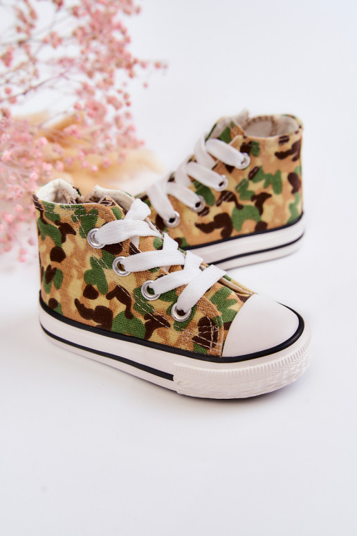 Bērnu apavi tõmblukuga ar rāvējslēdzējiem smilšu krāsas-Zaļas krāsas Filemon