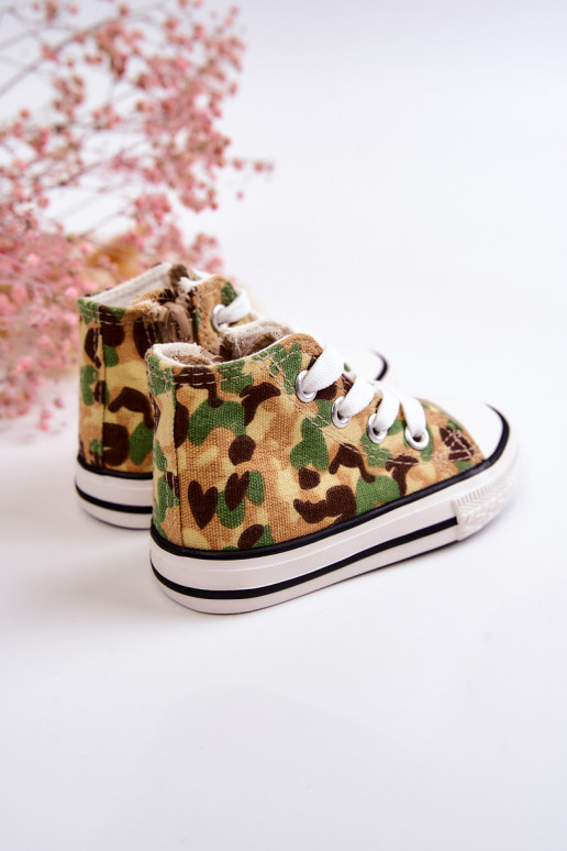 Bērnu apavi tõmblukuga ar rāvējslēdzējiem smilšu krāsas-Zaļas krāsas Filemon