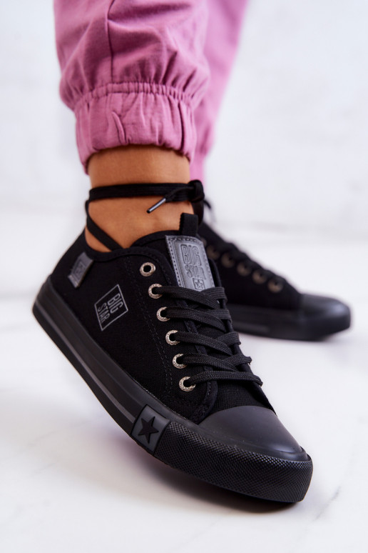 Klasiska modeļa sporta apavi ar līdzenu zoli Big Star JJ274257 melnas krāsas