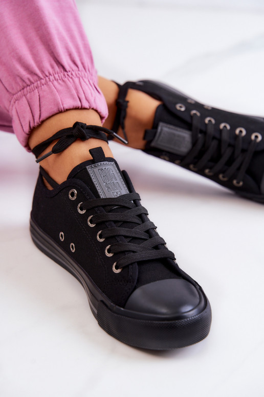 Klasiska modeļa sporta apavi ar līdzenu zoli Big Star JJ274257 melnas krāsas