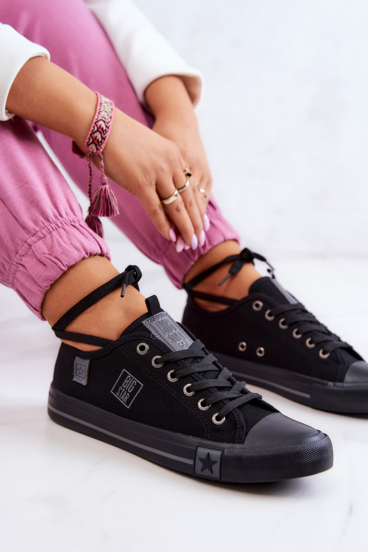 Klasiska modeļa sporta apavi ar līdzenu zoli Big Star JJ274257 melnas krāsas