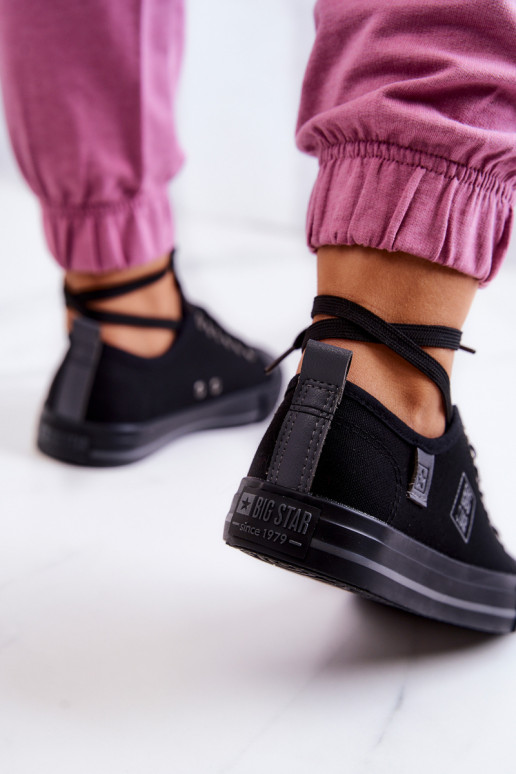 Klasiska modeļa sporta apavi ar līdzenu zoli Big Star JJ274257 melnas krāsas