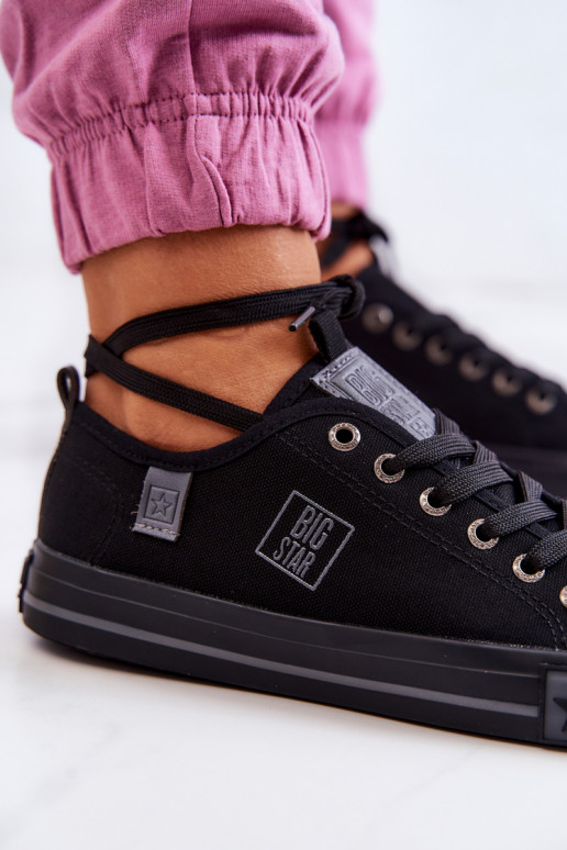 Klasiska modeļa sporta apavi ar līdzenu zoli Big Star JJ274257 melnas krāsas