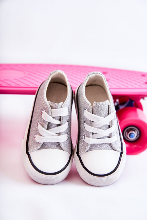 Bērnu brīvā laika apavi šņorējami Sudraba krāsas Wella