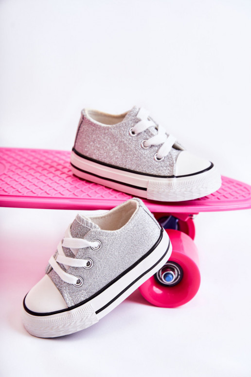 Bērnu brīvā laika apavi šņorējami Sudraba krāsas Wella