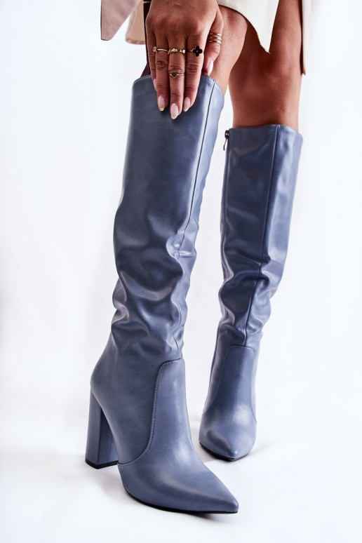 Klasiska modeļa garie zābaki ar papēdi Zilas krāsas Mayra Klasiska modeļa garie zābaki ar papēdi Zilas krāsas Mayra