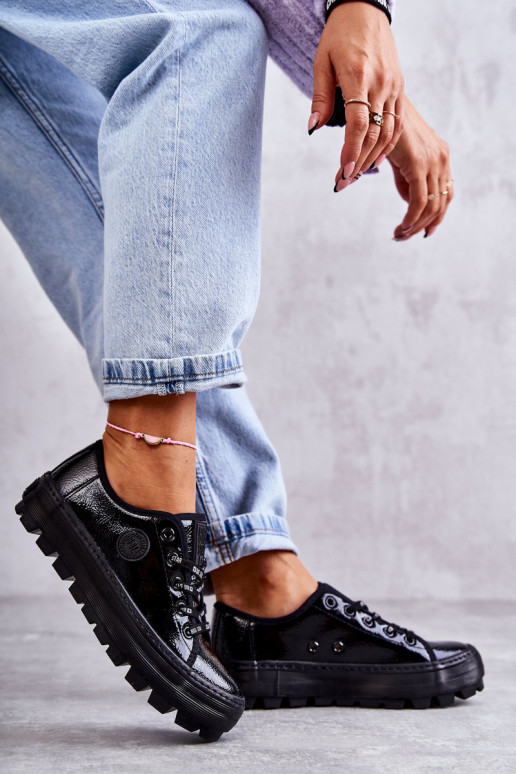 Stilīgasrnas Laque brīvā laika apavi Big Star KK274044 melnas krāsas