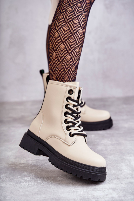 Sieviešu puszābaki zābaki Ziloņkaula krāsas Denila