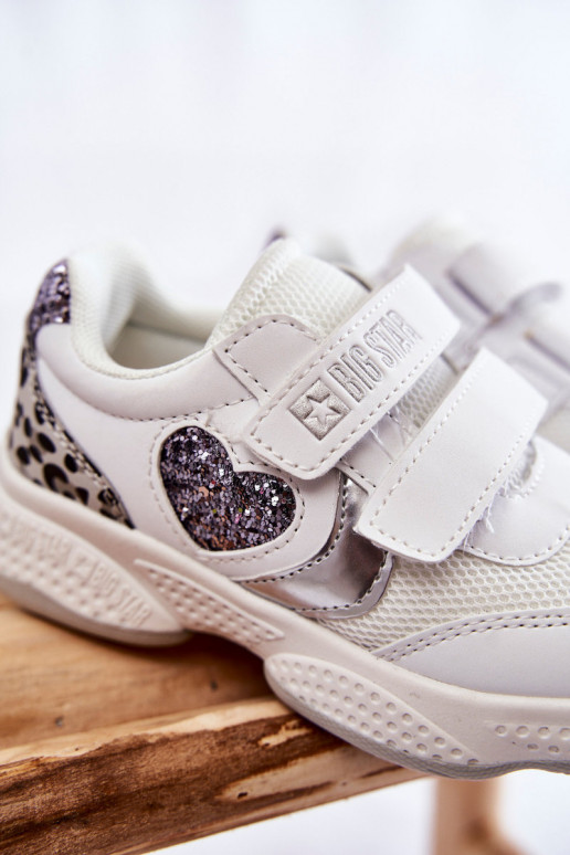 Bērnu sporta apavi ar lipīgām aizdarēm Big Star KK374022 baltas krāsas